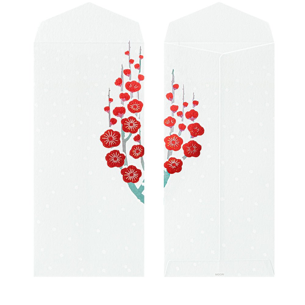 Enveloppes MIDORI Fleurs de Prunier - 18.8 x 9 cm - Illustré - 4902805871464