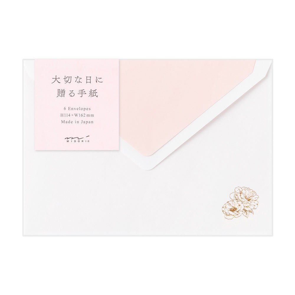 Enveloppes MIDORI Fleurs Précieuses - 16.2 x 11.4 cm - Illustré - 
