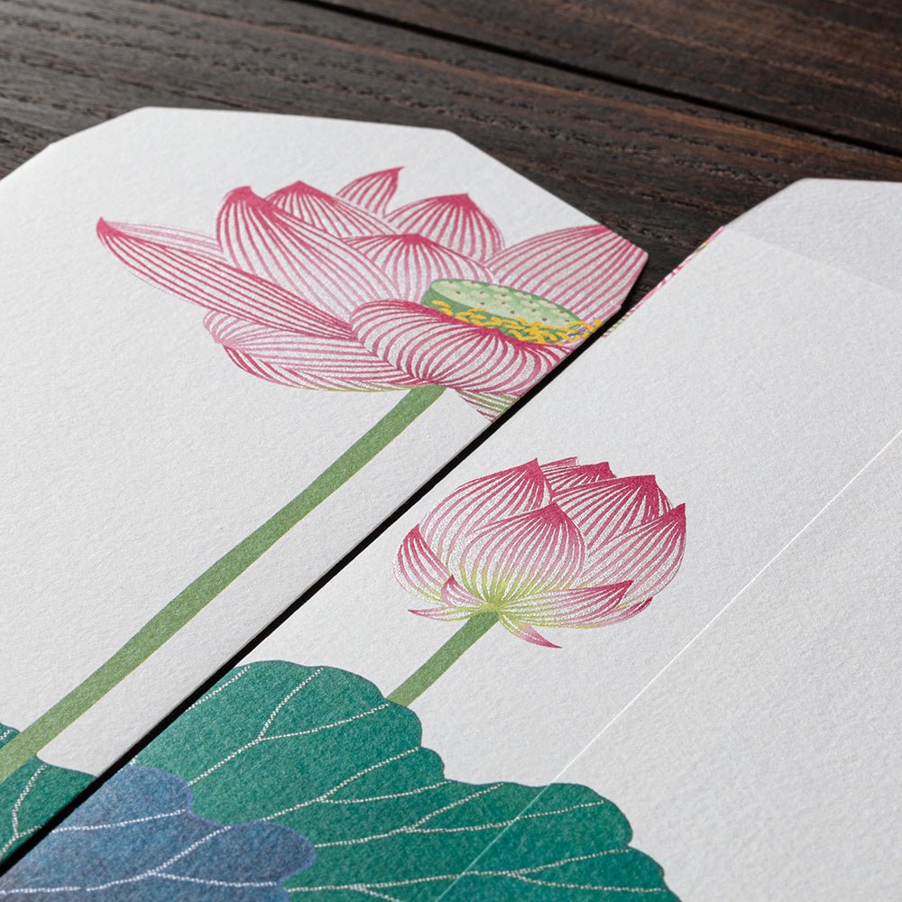Enveloppes MIDORI Lotus - 18.8 x 9 cm - Illustré - 4902805871389
