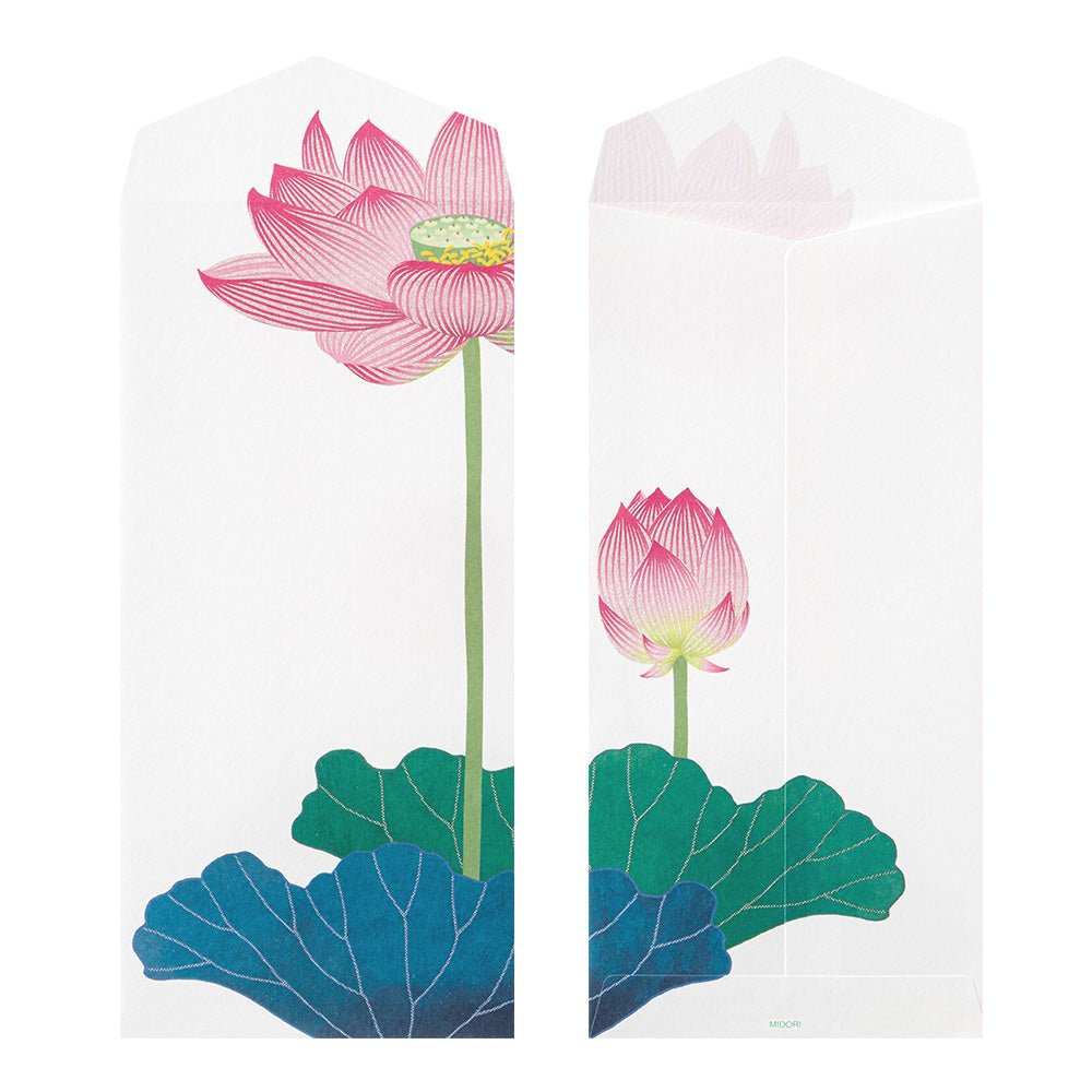 Enveloppes MIDORI Lotus - 18.8 x 9 cm - Illustré - 4902805871389