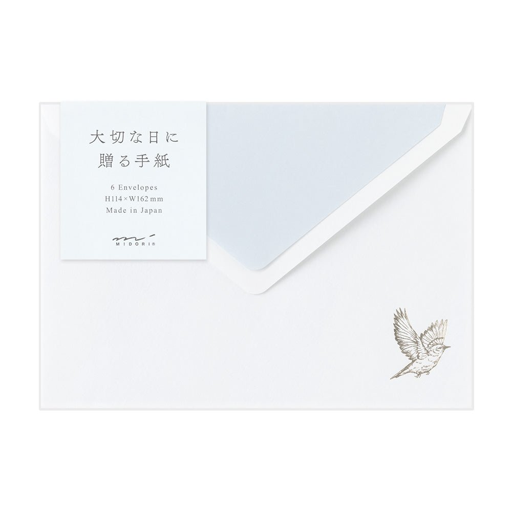 Enveloppes MIDORI Oiseaux Précieux - 16.2 x 11.4 cm - Illustré - 