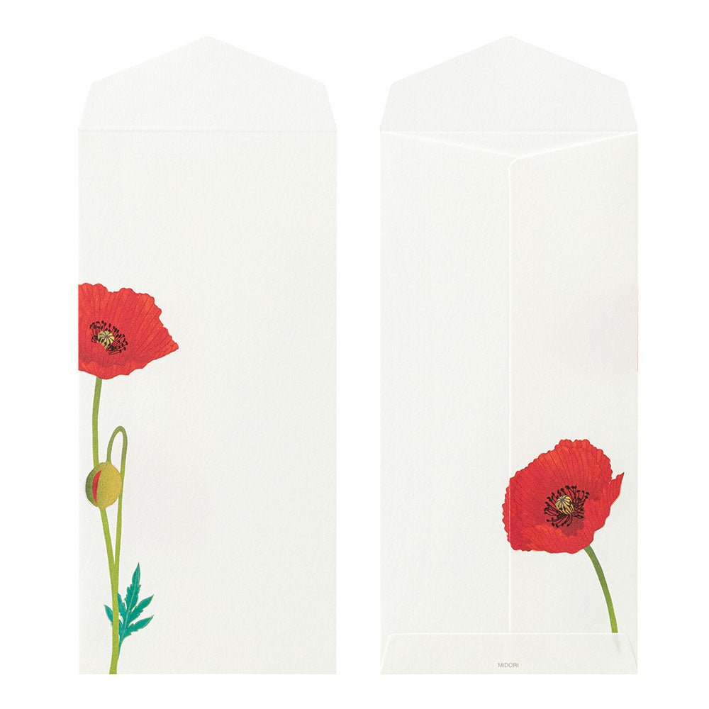 Enveloppes MIDORI washi - 188 x 90 mm - Coquelicots - 