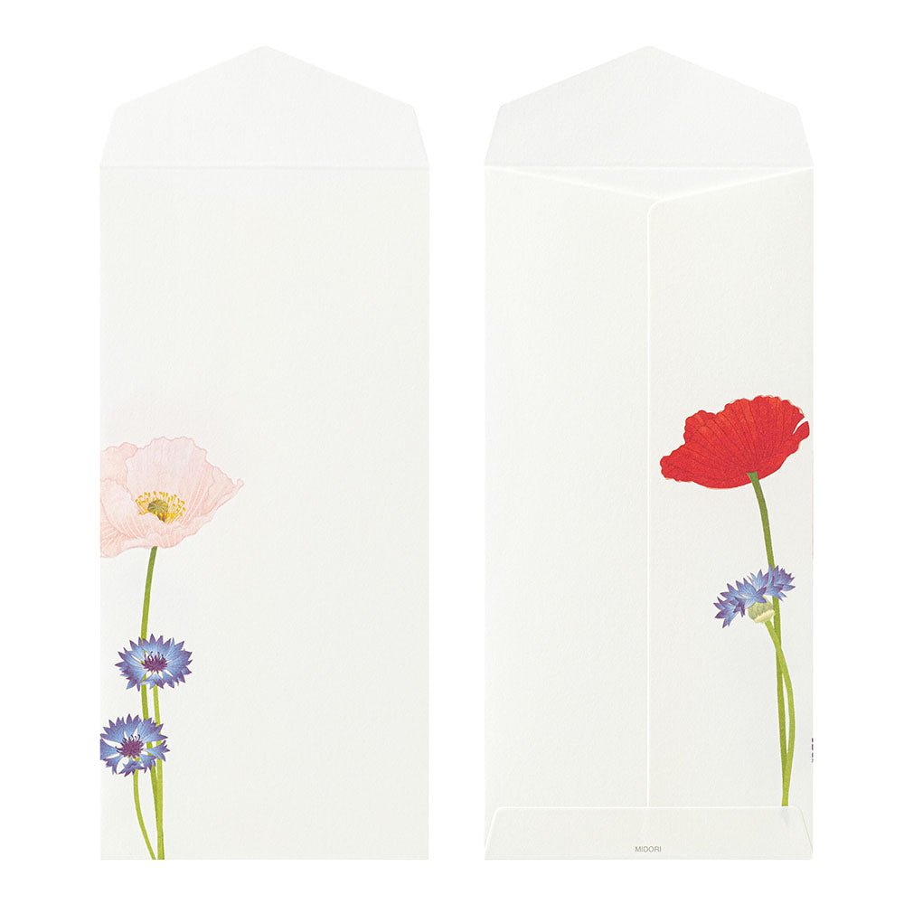 Enveloppes MIDORI washi - 188 x 90 mm - Coquelicots - 