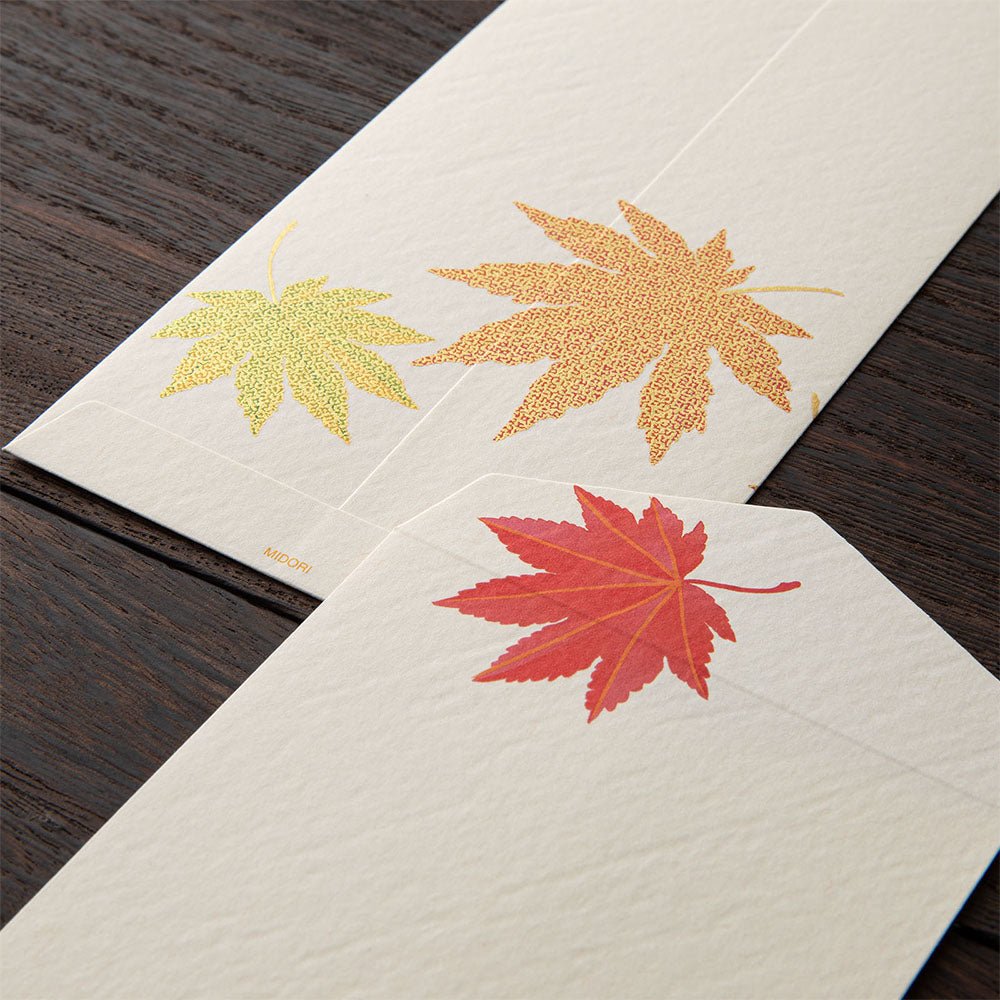 Enveloppes MIDORI washi - 188 x 90 mm - Feuilles d'Automne - 4902805871822