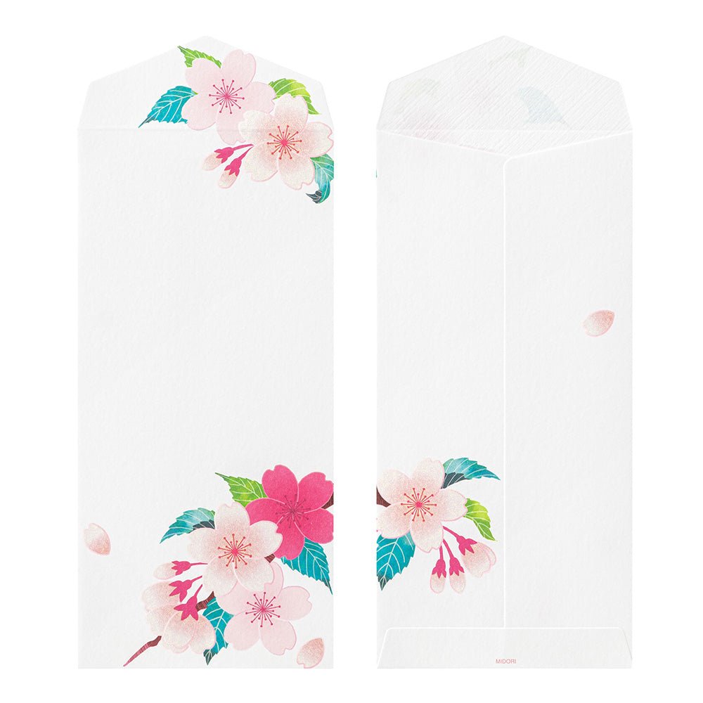 Enveloppes MIDORI washi - 188 x 90 mm - Fleurs de Cerisier - 