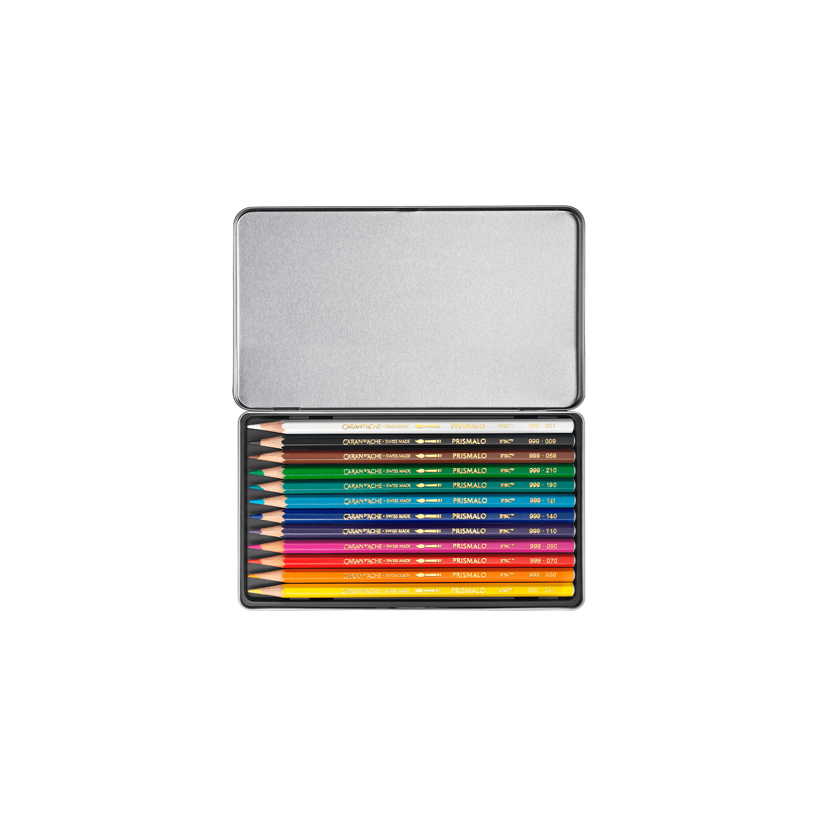 Crayons de couleur aquarellables PRISMALO Aquarelle Jean Tinguely Chère Chère Niki Édition Spéciale - Boîte métal 12 couleurs - CARAN D'ACHE