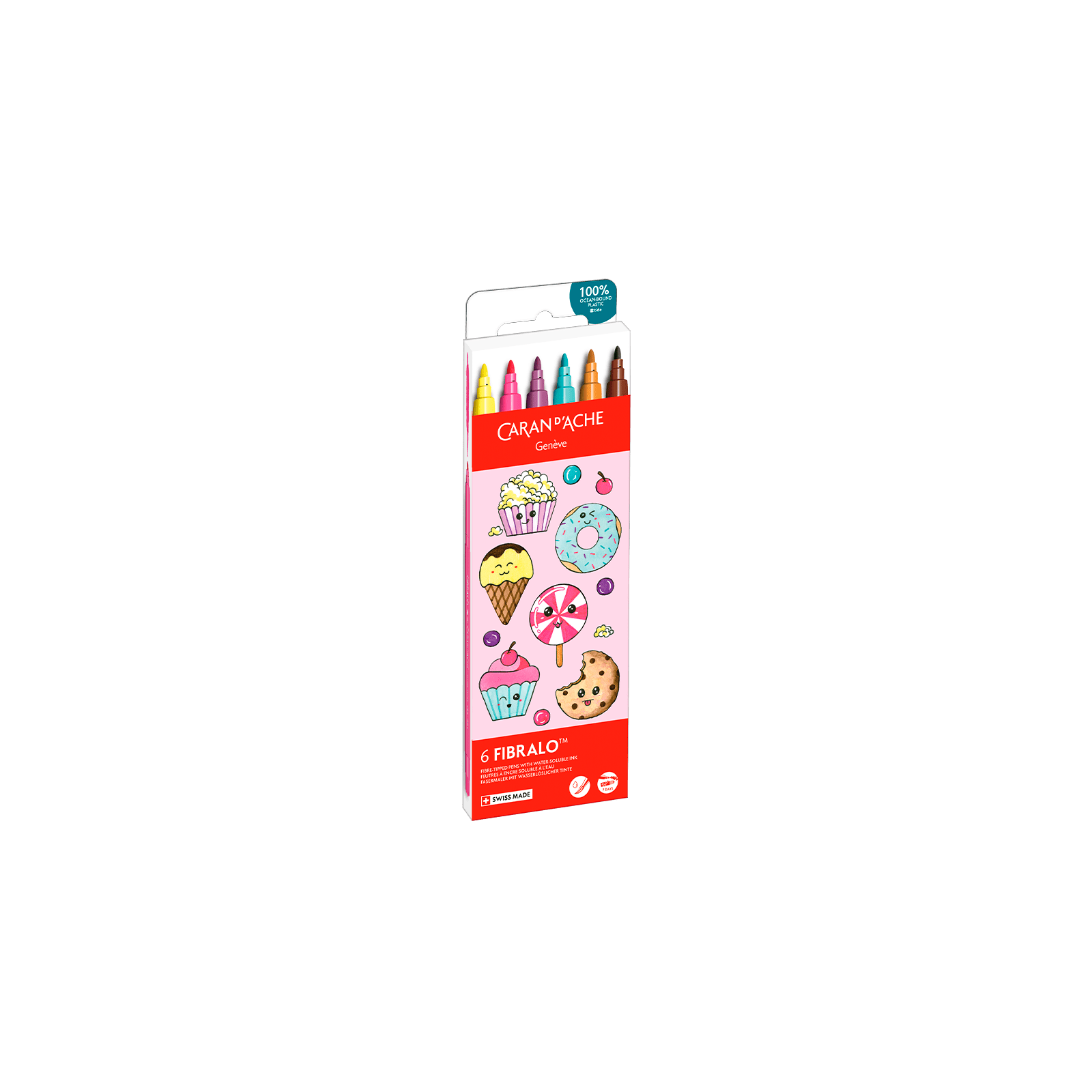 Feutres aquarellables FIBRALO - Set 6 couleurs Kawaii Candy World - CARAN D'ACHE