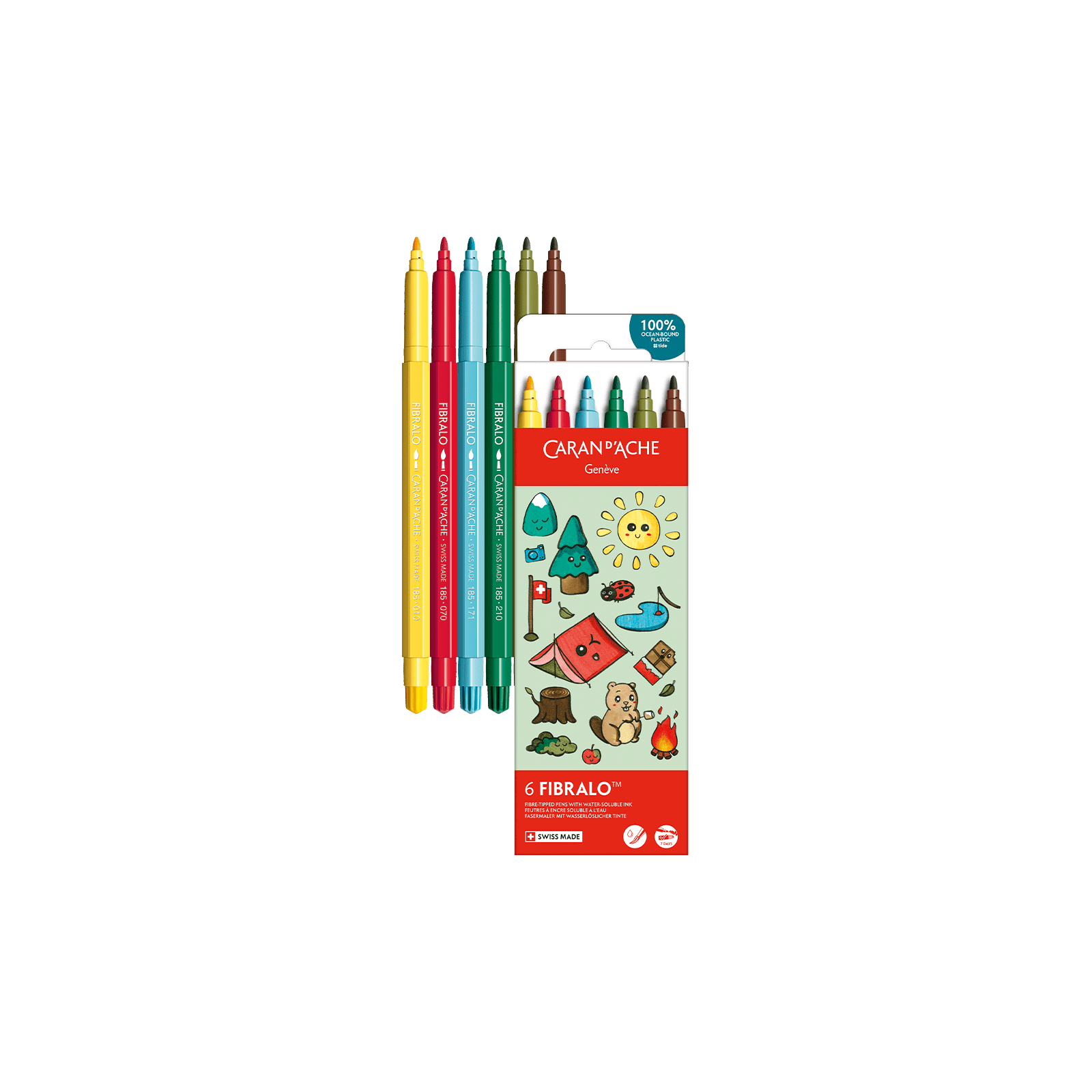 Feutres aquarellables FIBRALO - Set 6 couleurs Kawaii Swiss Mountains - CARAN D'ACHE