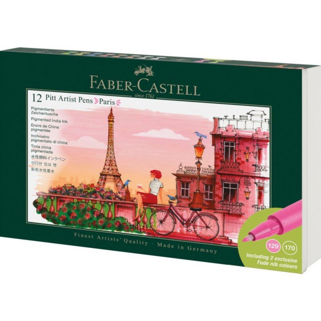 Feutres pigmentés PITT ARTIST PEN Paris - Coffret 12 pièces - FABER - CASTELL - 4005402671366