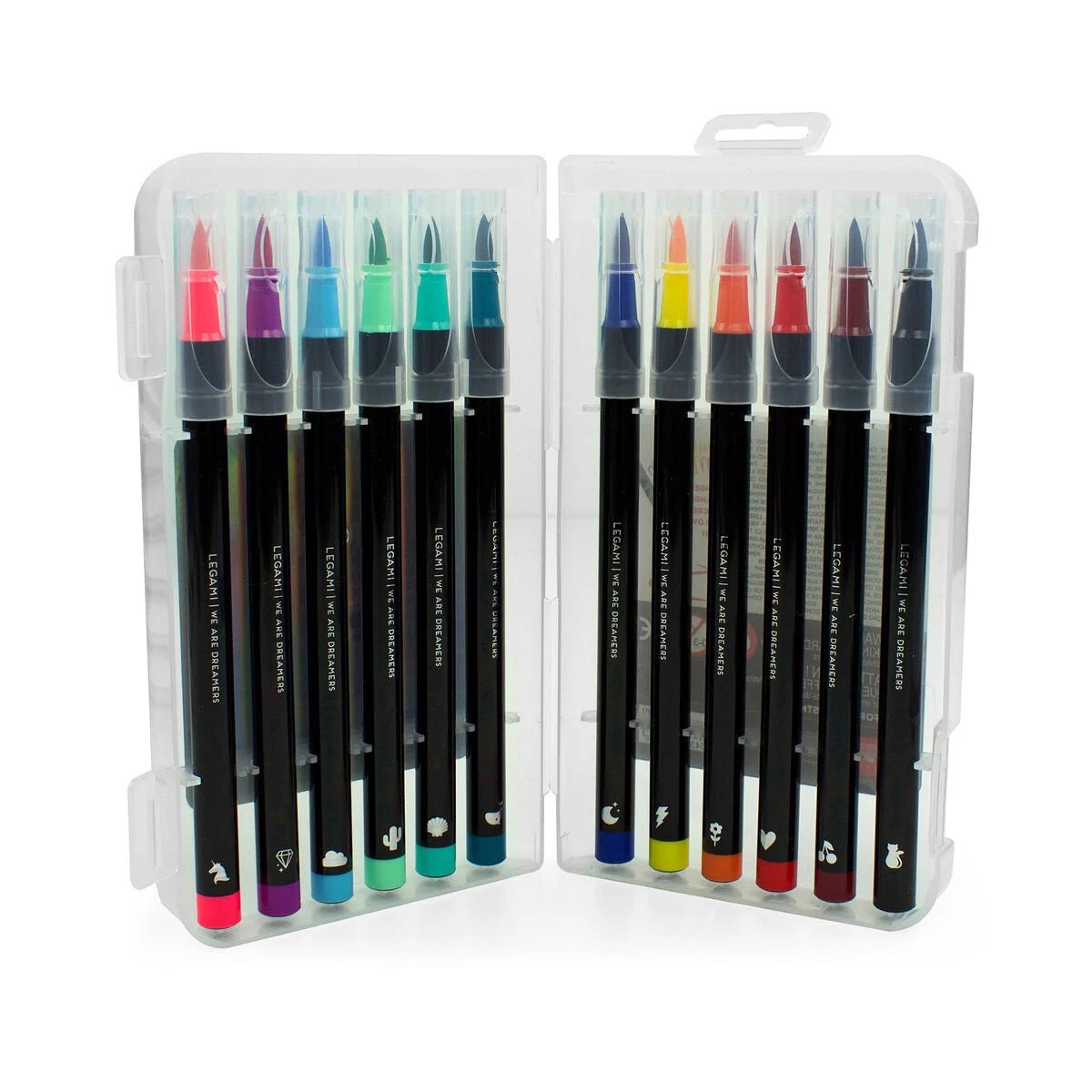 Feutres pinceaux BRUSH MARKERS Bright Colours - Étui 12 couleurs - LEGAMI - 8054320561248