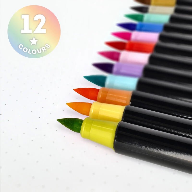 Feutres pinceaux BRUSH MARKERS Pastel Colours - Étui 12 couleurs - LEGAMI - 8052694010423