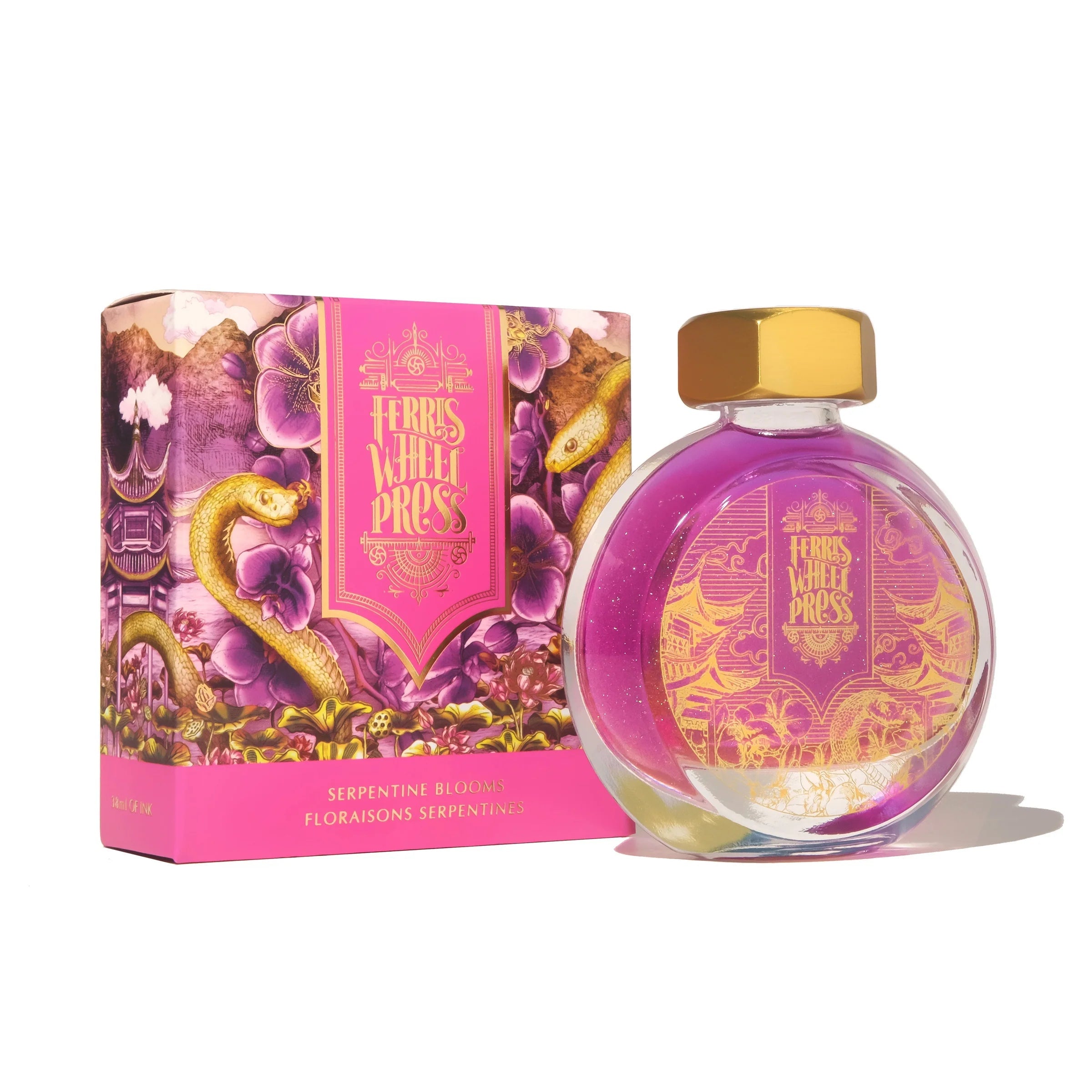 Flacon d'encre FERRIS WHEEL PRESS - Everyday Ink | Curious Collaborations Series | Fête Chinoise - Serpentine Blooms (38ml) - 