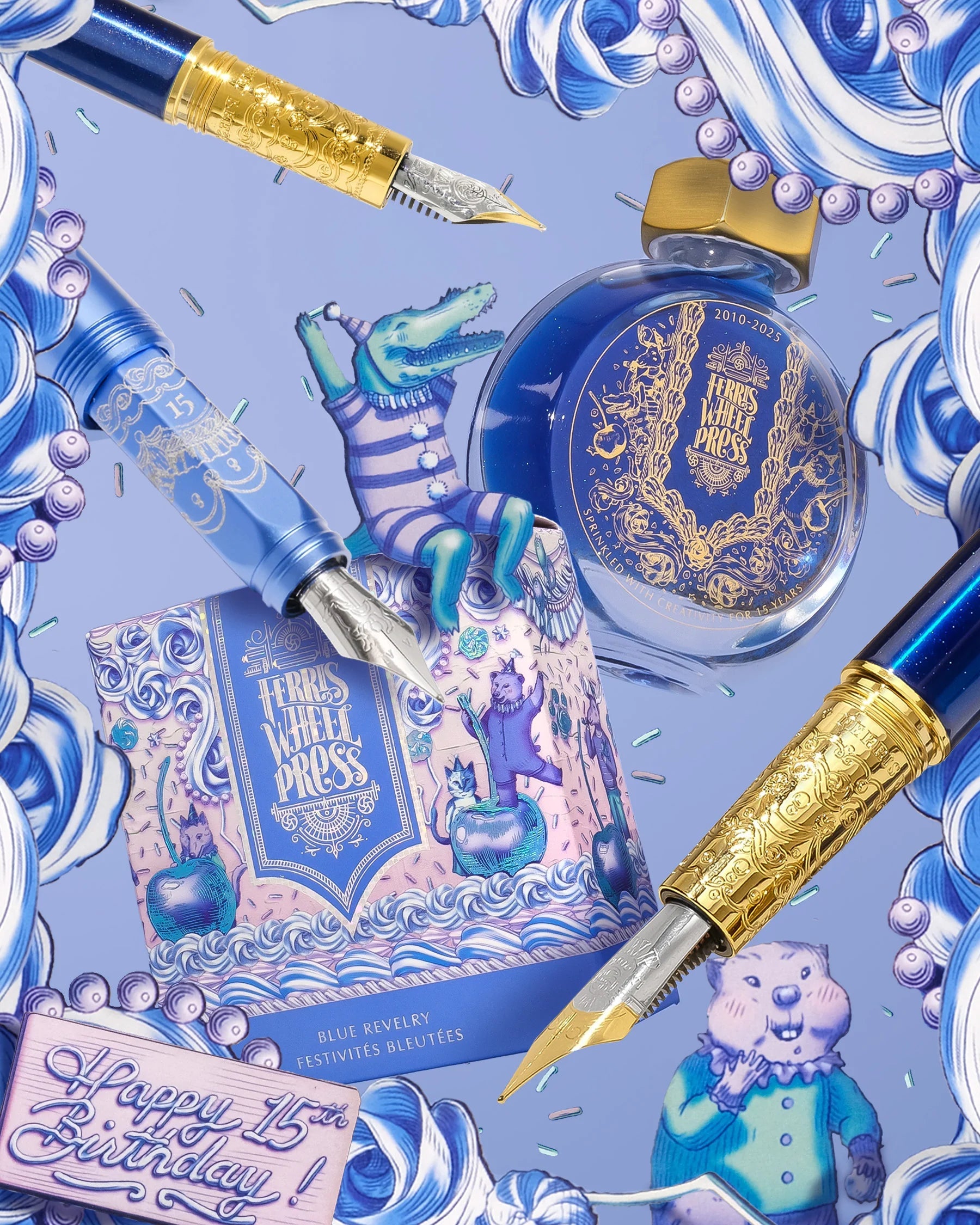 Flacon d'encre FERRIS WHEEL PRESS - Everyday Ink | Limited Edition 2025 - Blue Revelry (38ml) - 