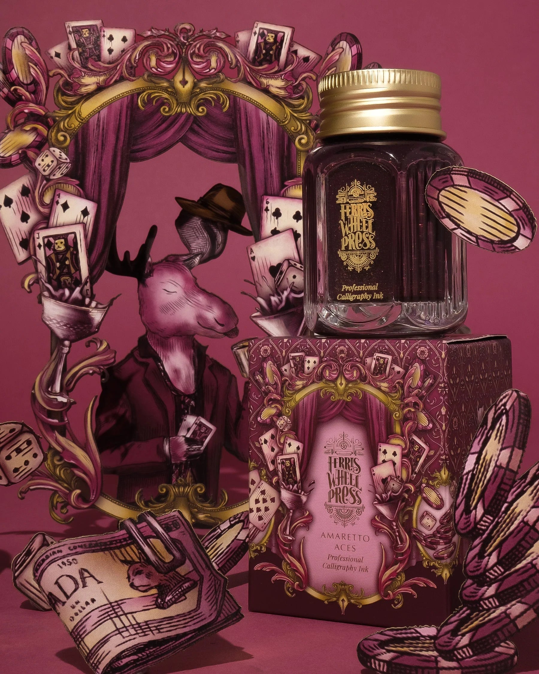 Flacon d'encre FERRIS WHEEL PRESS - Professional Calligraphy Ink - Amaretto Aces (28ml) - 818351005472