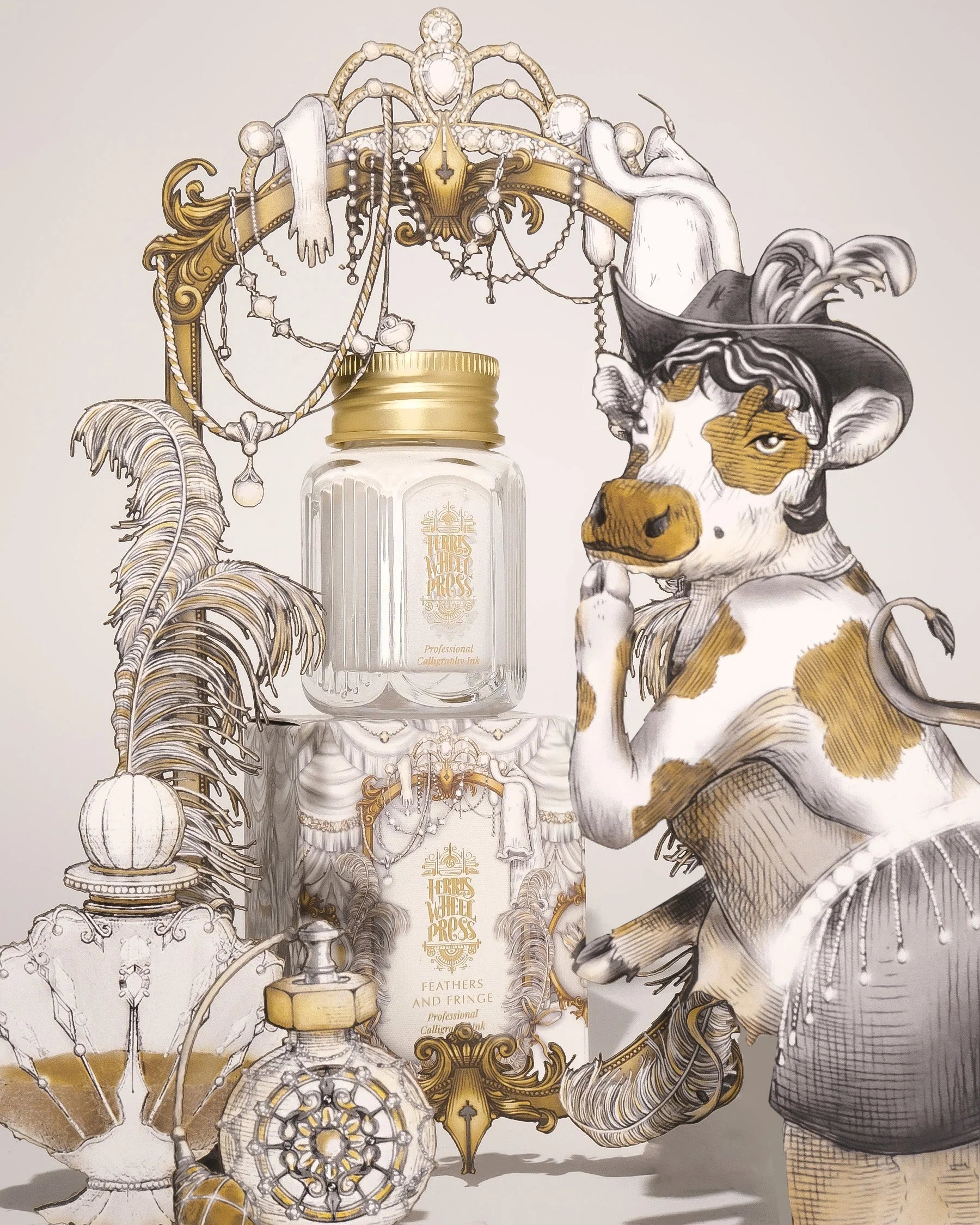 Flacon d'encre FERRIS WHEEL PRESS - Professional Calligraphy Ink - Feathers and Fringe (28ml) - 818351005489