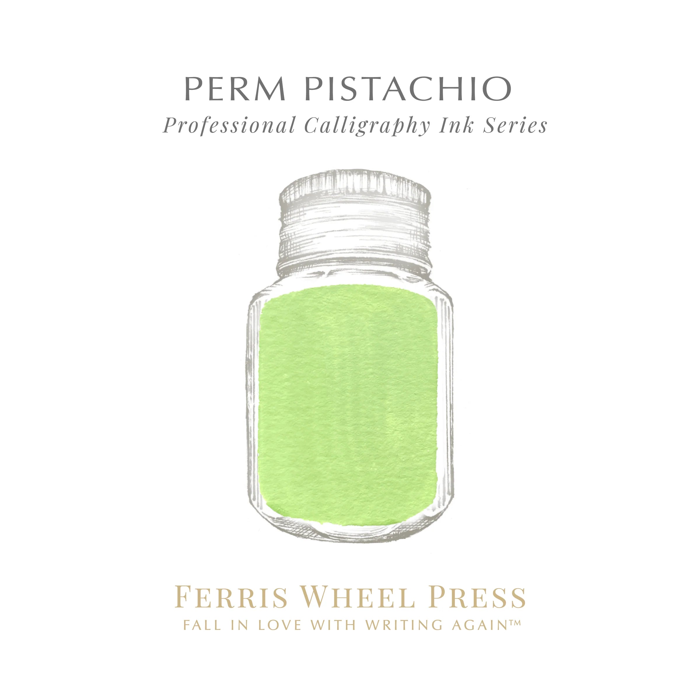 Flacon d'encre FERRIS WHEEL PRESS - Professional Calligraphy Ink - Perm Pistachio (28ml) - 818351004628