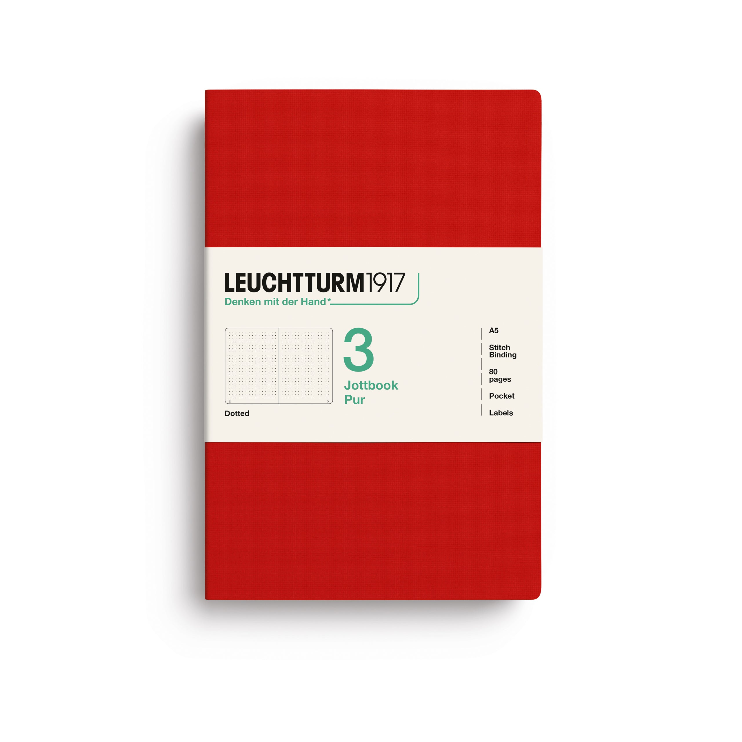 Carnet LEUCHTTURM1917 Jottbook Pur - A5 - Softcover - Pointillé - Cherry