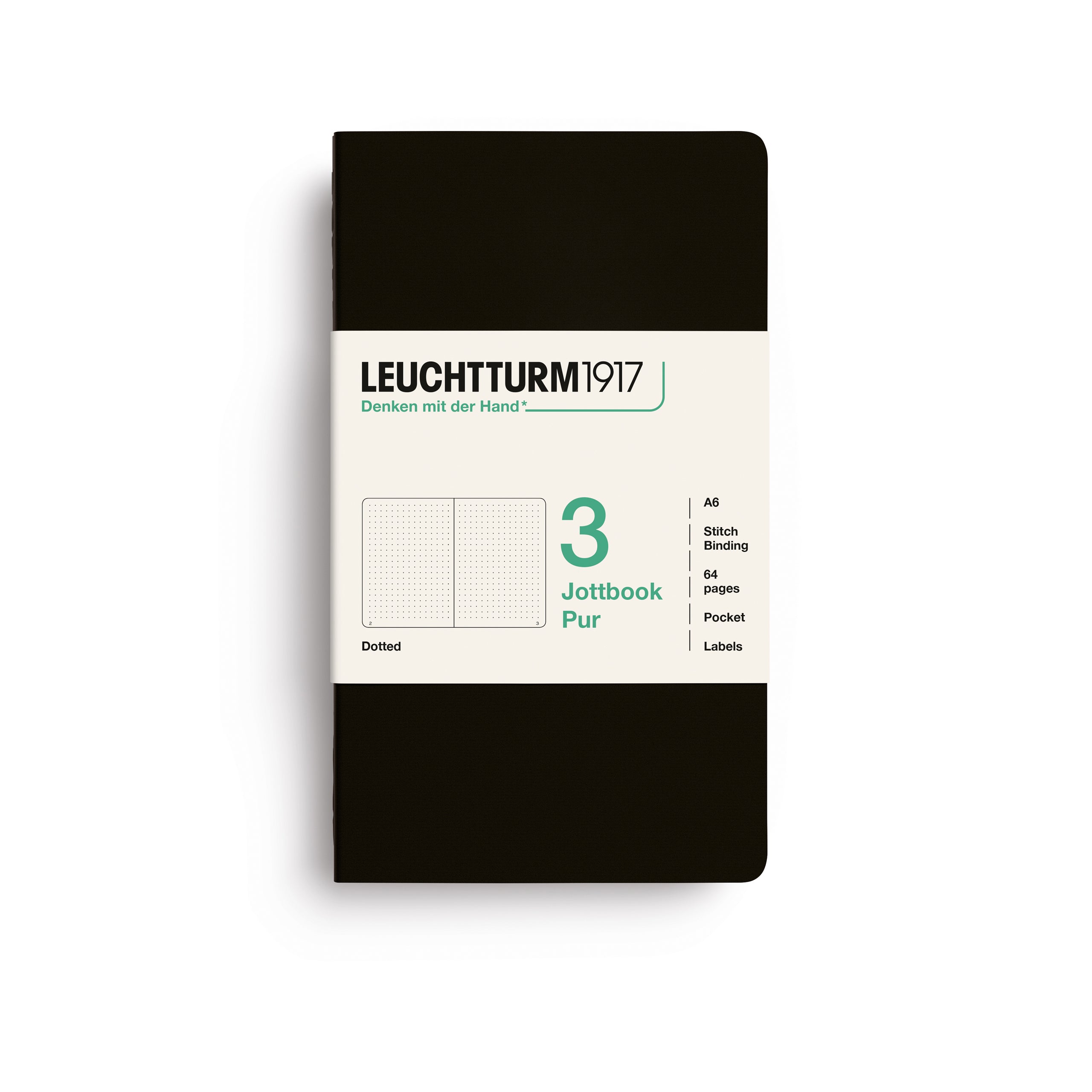 Carnet LEUCHTTURM1917 Jottbook Pur - A6 - Softcover - Pointillé - Black