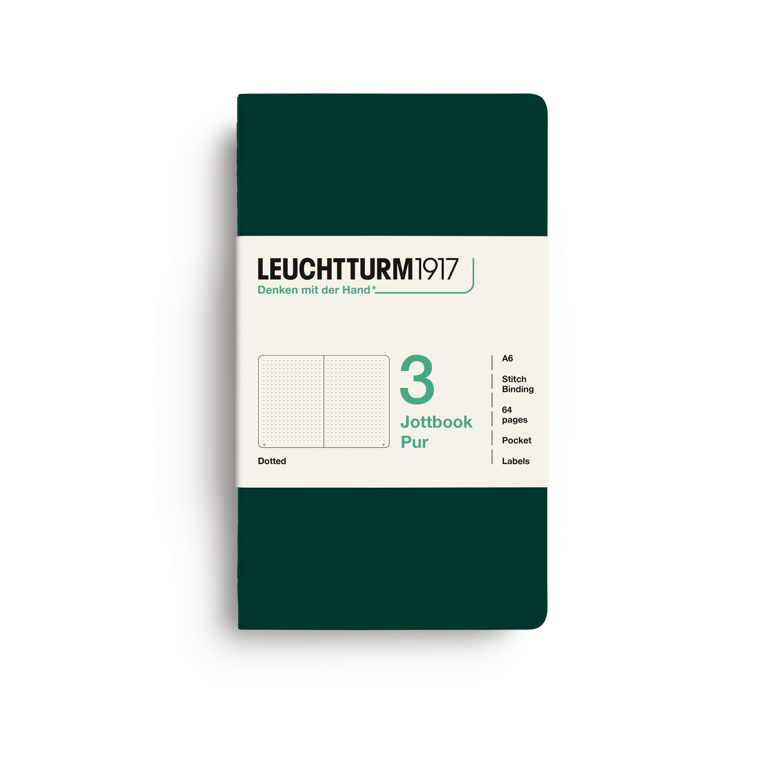 Carnet LEUCHTTURM1917 Jottbook Pur - A6 - Softcover - Pointillé - Forest Green