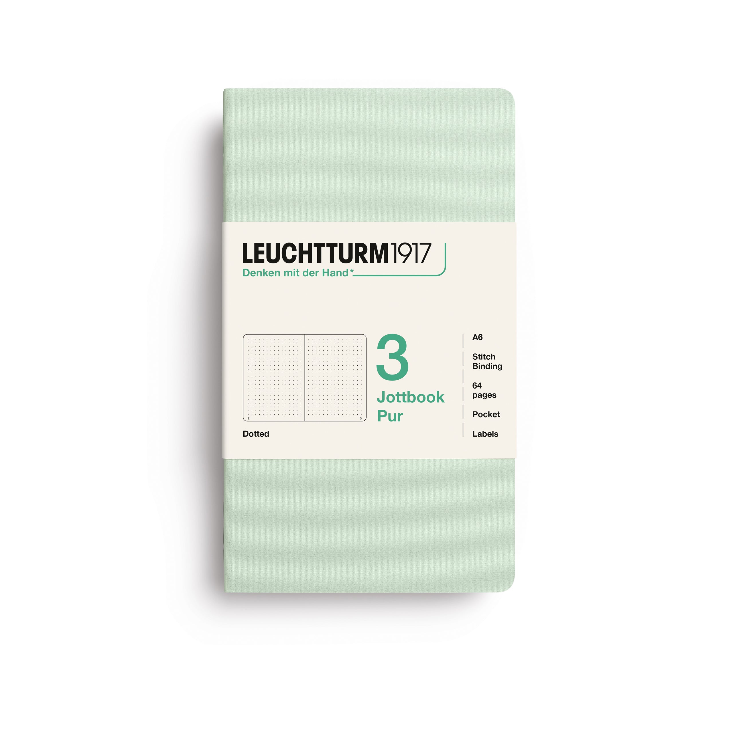 Carnet LEUCHTTURM1917 Jottbook Pur - A6 - Softcover - Pointillé - Mint Green