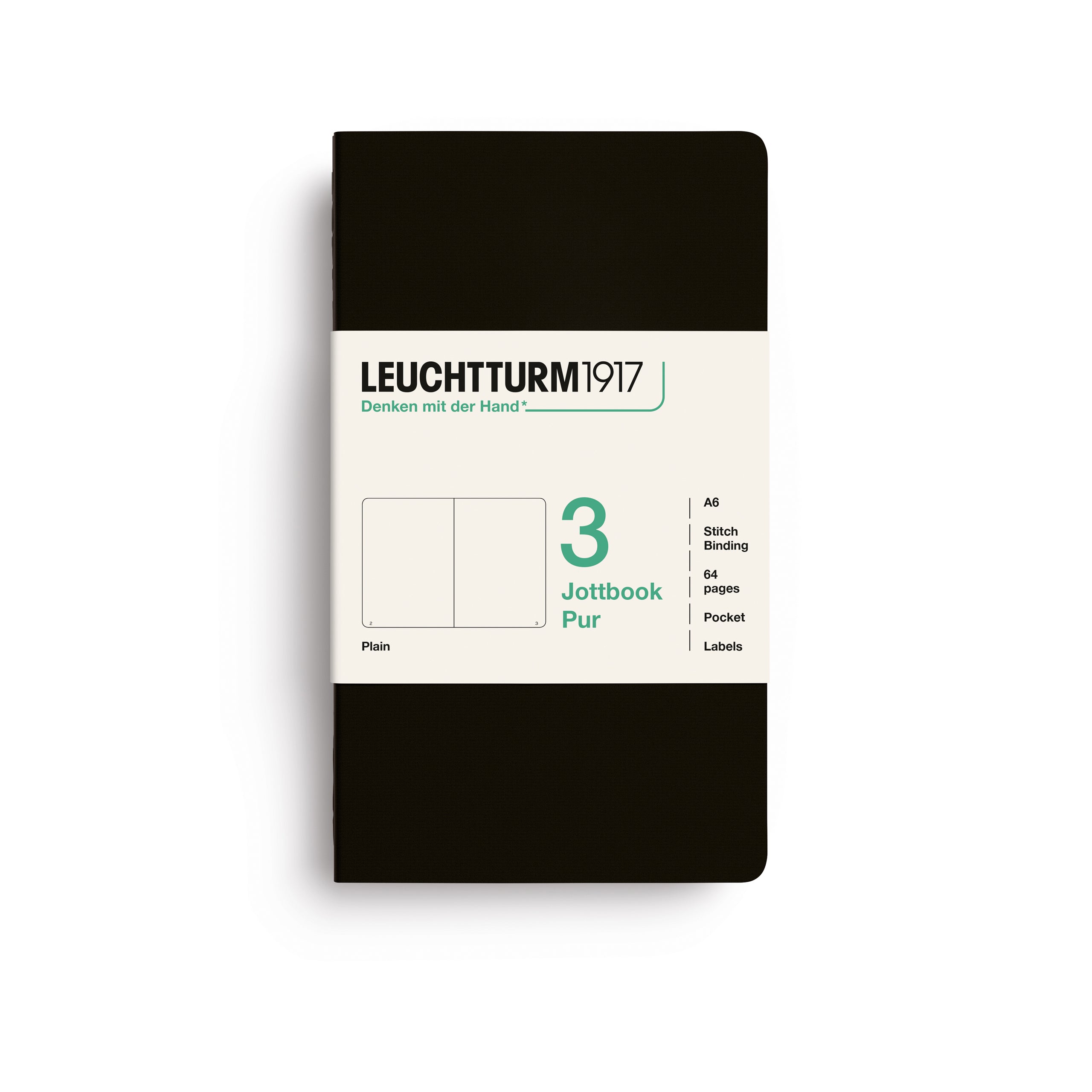 Carnet LEUCHTTURM1917 Jottbook Pur - A6 - Softcover - Uni - Black