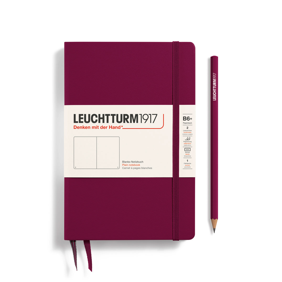 Leuchtturm1917 Carnet Classic Rigide Blanc B6+ / Blanc / Port Red 4004117635472