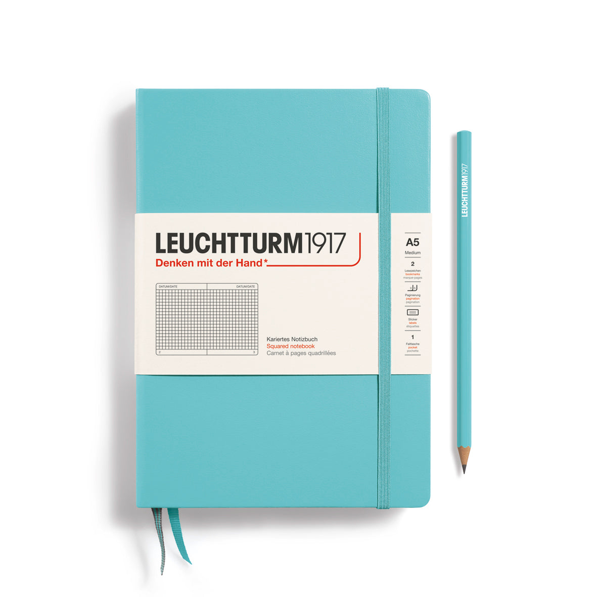 Leuchtturm1917 Carnet Classic Rigide Quadrillé A5 / Quadrillé / Aquamarine
