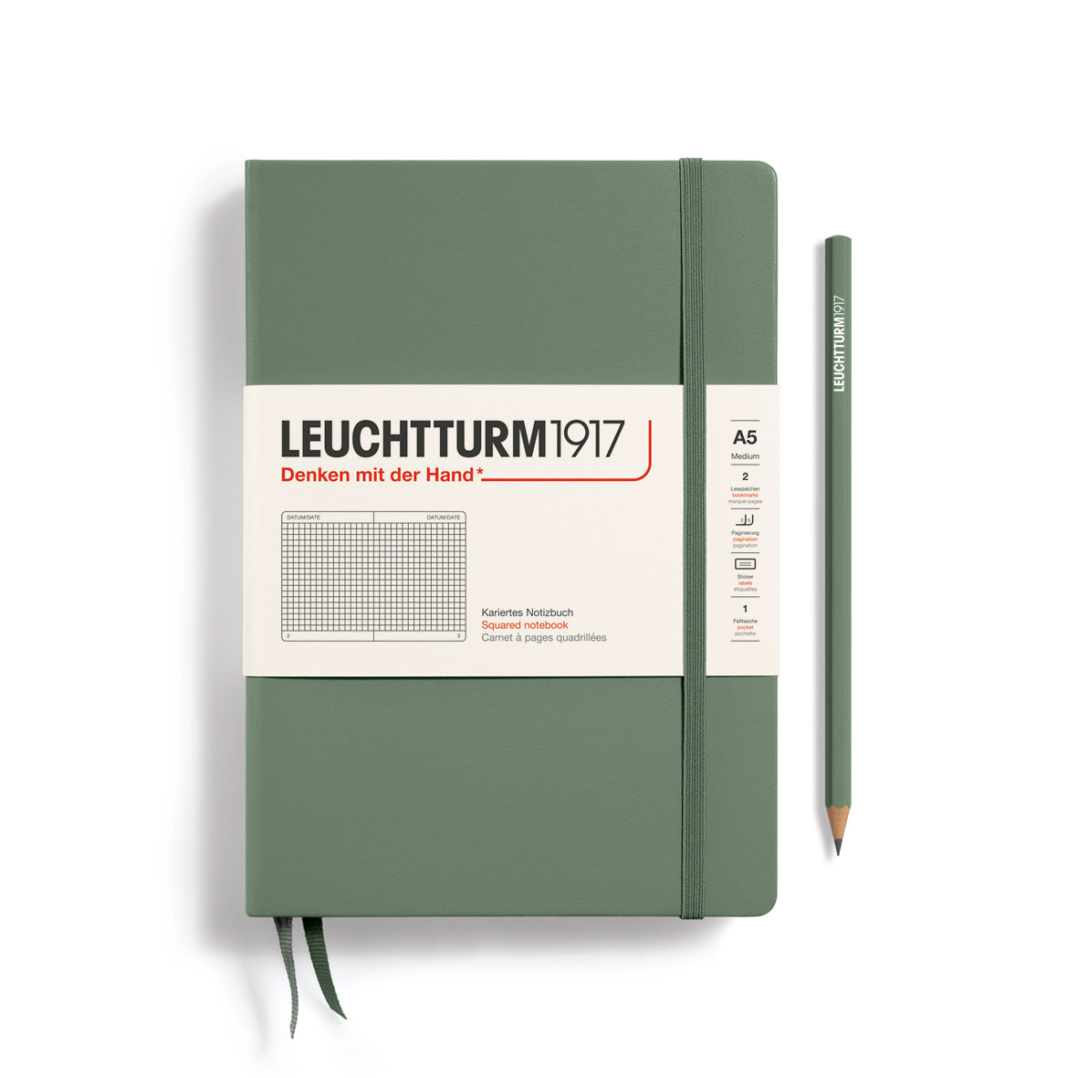 Leuchtturm1917 Carnet Classic Rigide Quadrillé A5 / Quadrillé / Olive