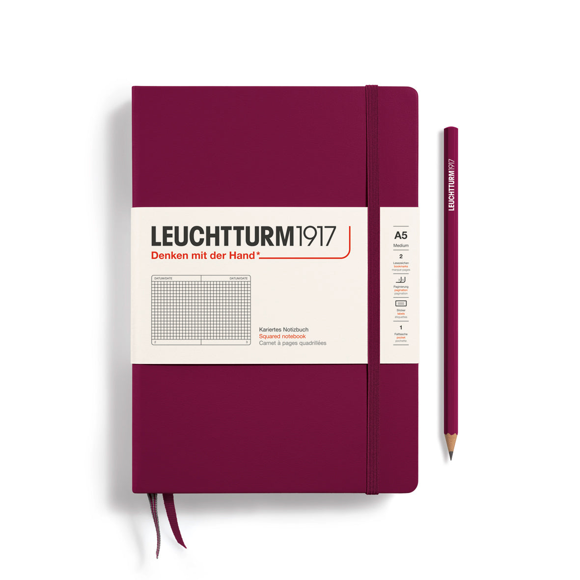 Leuchtturm1917 Carnet Classic Rigide Quadrillé A5 / Quadrillé / Port Red 4004117551895