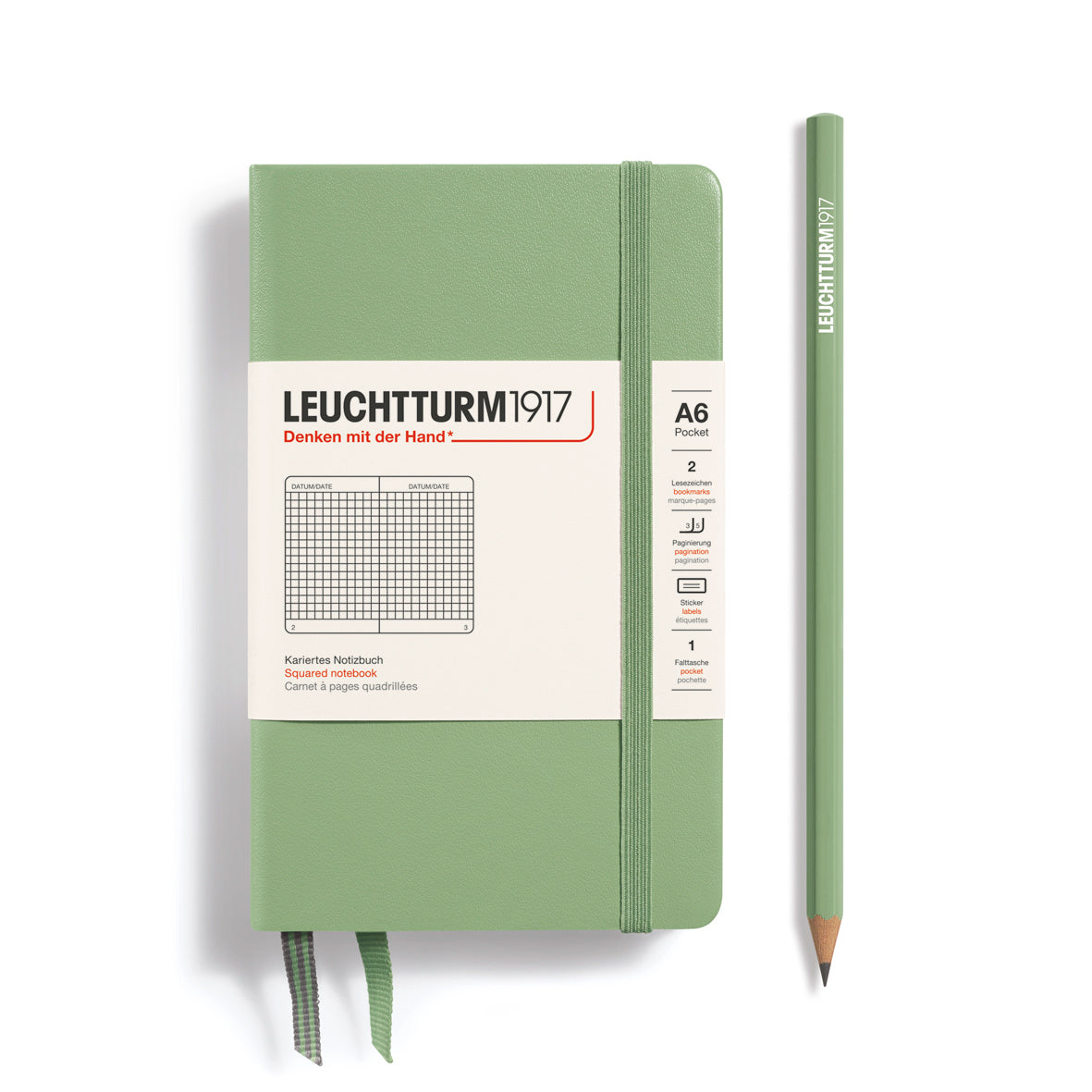 Leuchtturm1917 Carnet Classic Rigide Quadrillé A6 / Quadrillé / Sage