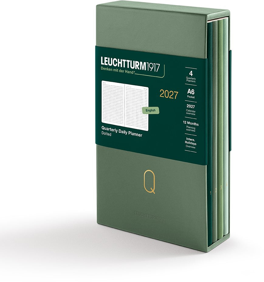 Quarterly Agenda Journalier 2027 LEUCHTTURM1917, Anglais - A6 - Softcover - Shades of Green