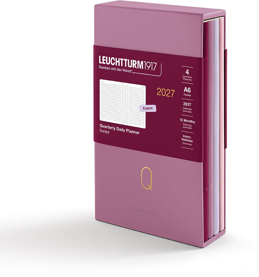 Quarterly Agenda Journalier 2027 LEUCHTTURM1917, Anglais - A6 - Softcover - Shades of Rose