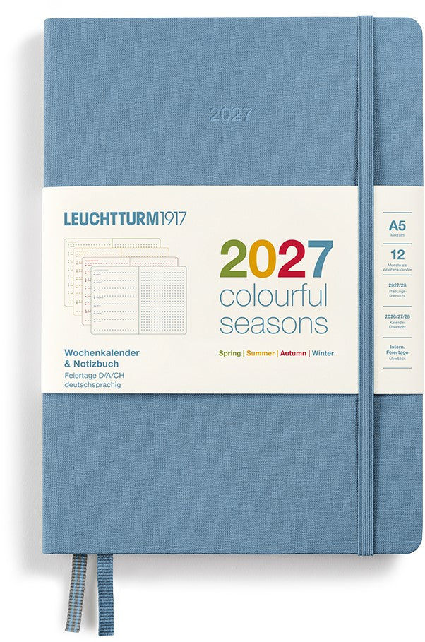 Agenda Colourful Seasons Edition 2027 LEUCHTTURM1917, Anglais - A5 - Hardcover - Blue