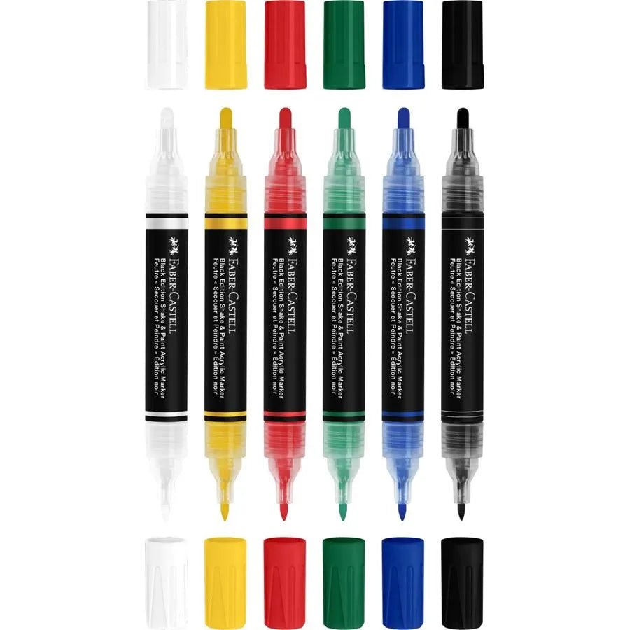 Marqueurs Acryliques Shake & Paint BLACK EDITION – 6xClassic – FABER - CASTELL - !6933256660497