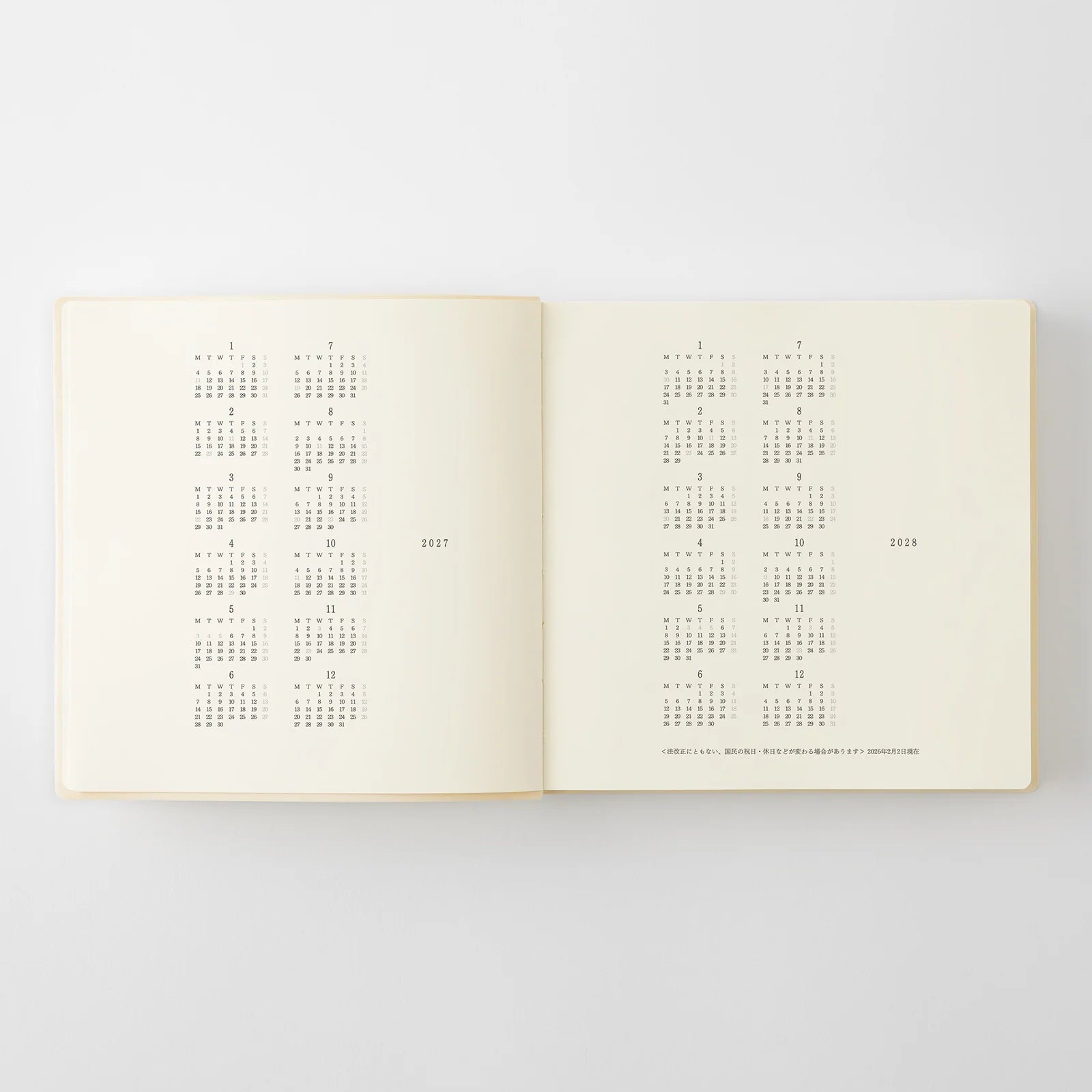 Agenda 2027 MD Notebook Diary 1 Day 1 Page - A5 Square