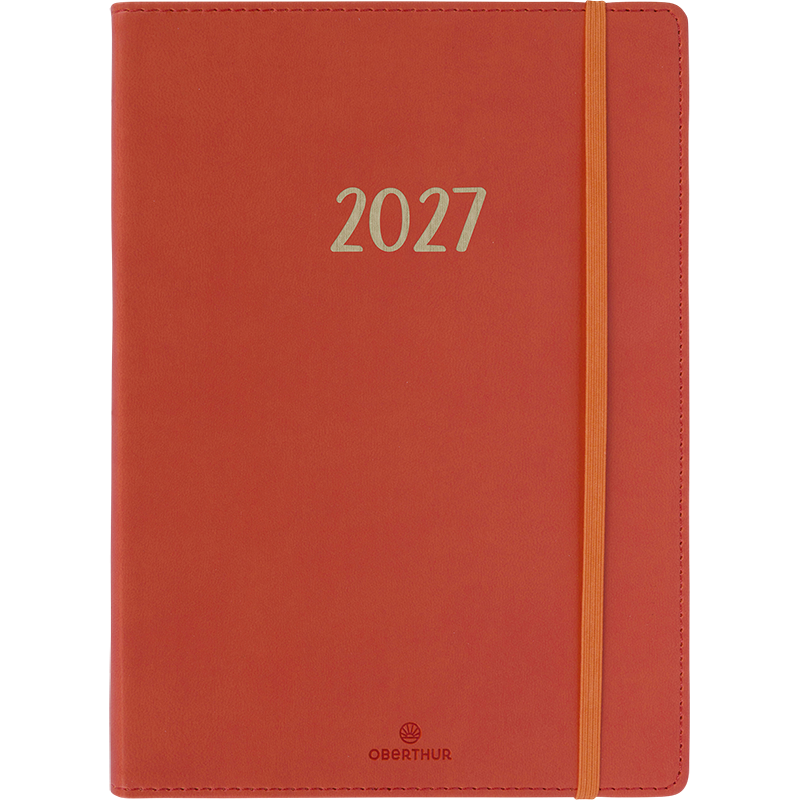 Agenda 2027 OBERTHUR My Hello Agenda - 15 x 21 cm - 1 semaine sur 2 pages - Orientation horizontale - Corail