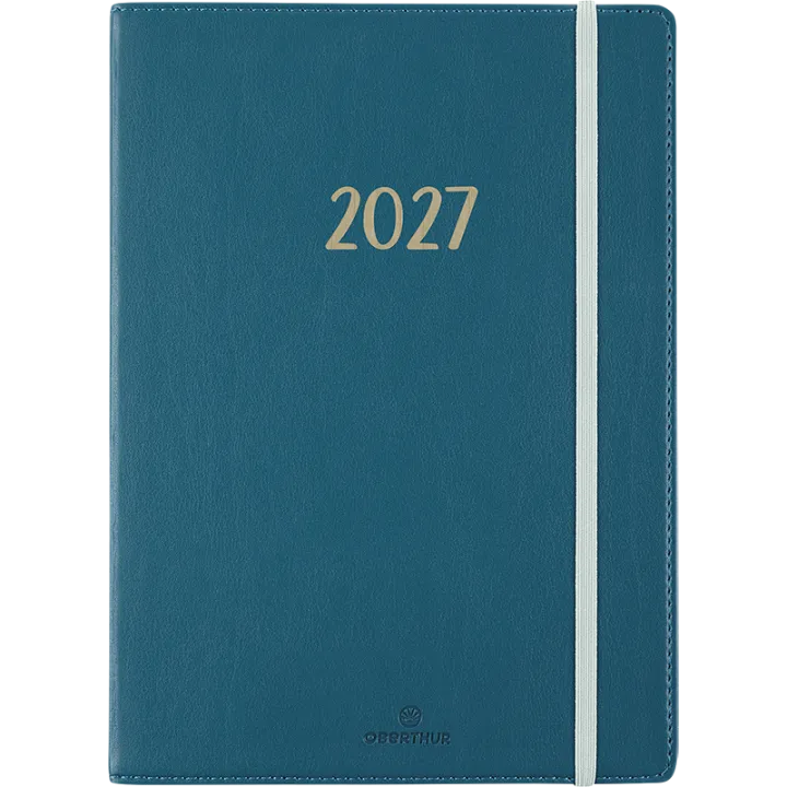 Agenda 2027 OBERTHUR My Hello Agenda - 15 x 21 cm - 1 semaine sur 2 pages - Orientation horizontale - Bleu canard