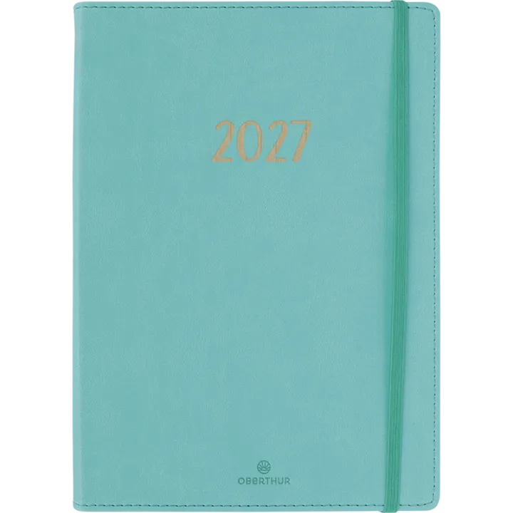 Agenda 2027 OBERTHUR My Hello Agenda - 15 x 21 cm - 1 semaine sur 2 pages - Orientation horizontale - Bleu turquoise