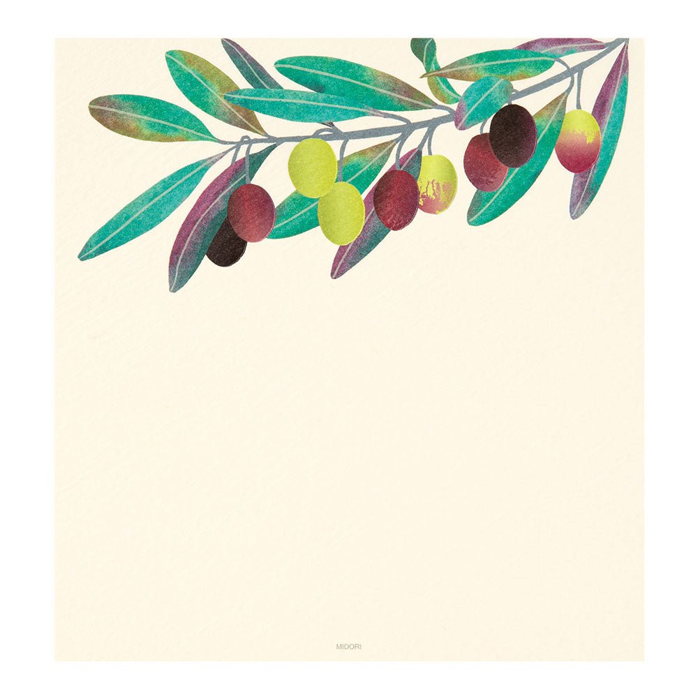 Papier à lettres MIDORI washi - 177 x 168 mm - Feuille d'Olivier - 4902805871792