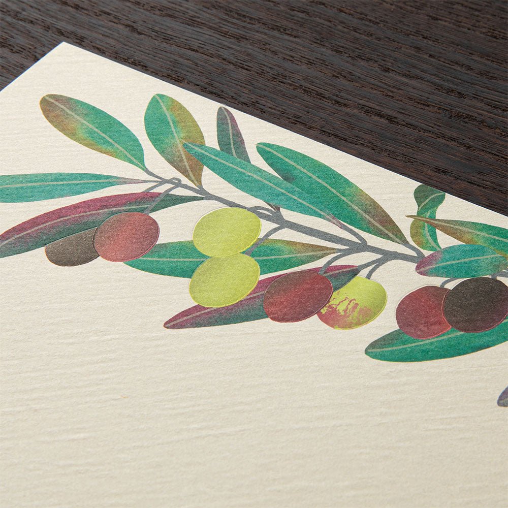 Papier à lettres MIDORI washi - 177 x 168 mm - Feuille d'Olivier - 4902805871792