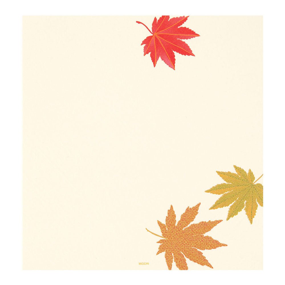 Papier à lettres MIDORI washi - 177 x 168 mm - Feuilles d'Automne - 4902805871815