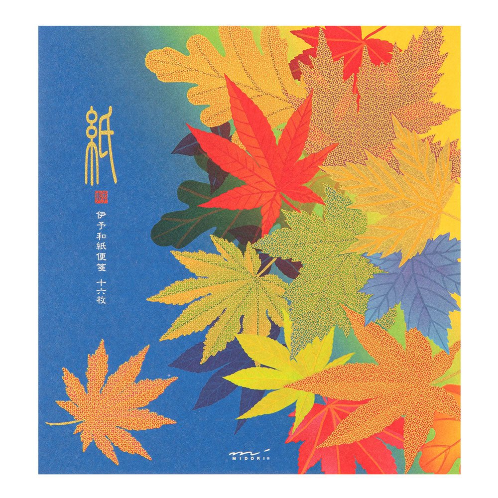 Papier à lettres MIDORI washi - 177 x 168 mm - Feuilles d'Automne - 4902805871815