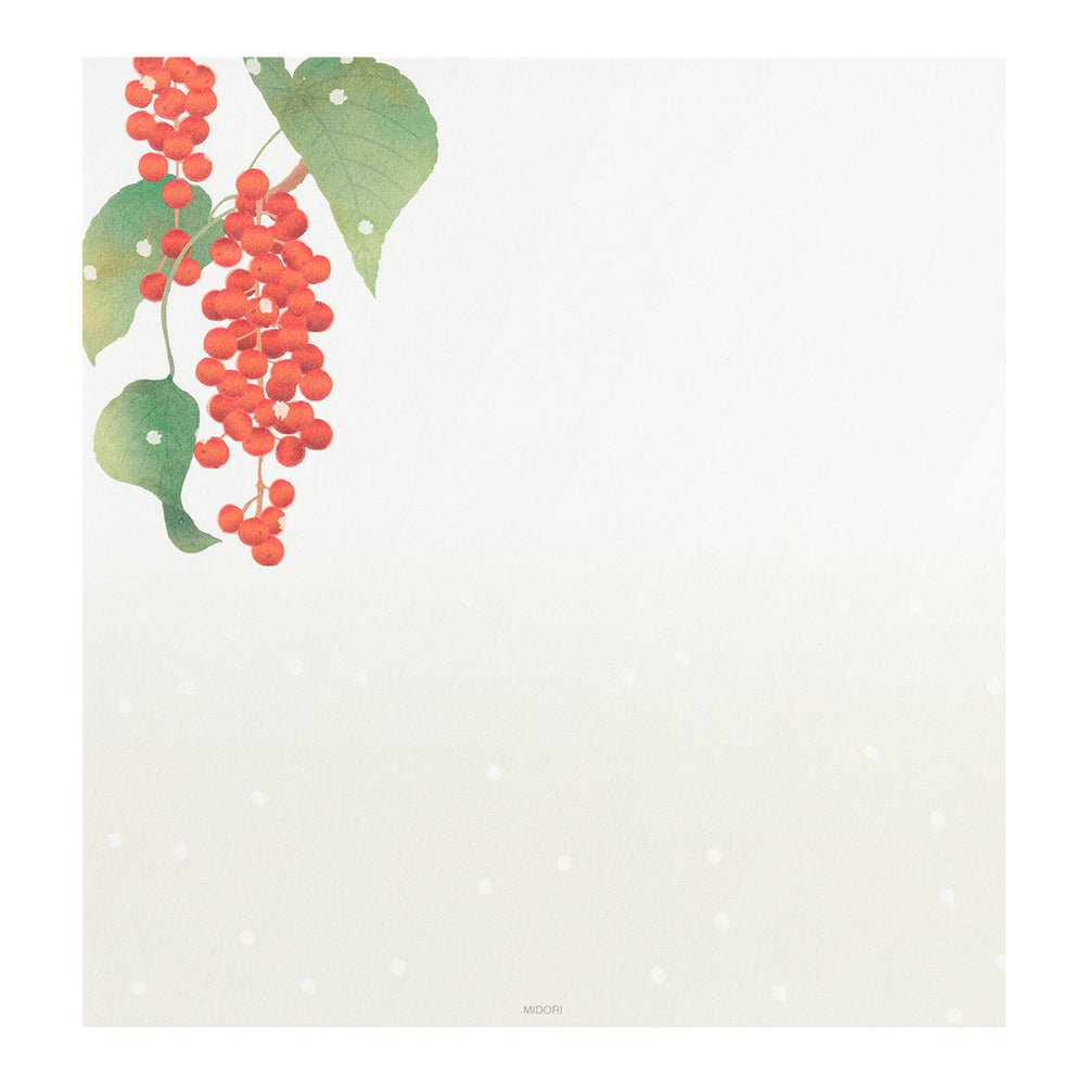 Papier à lettres MIDORI washi - 177 x 168 mm - Fruits d'Hiver - 4902805810005