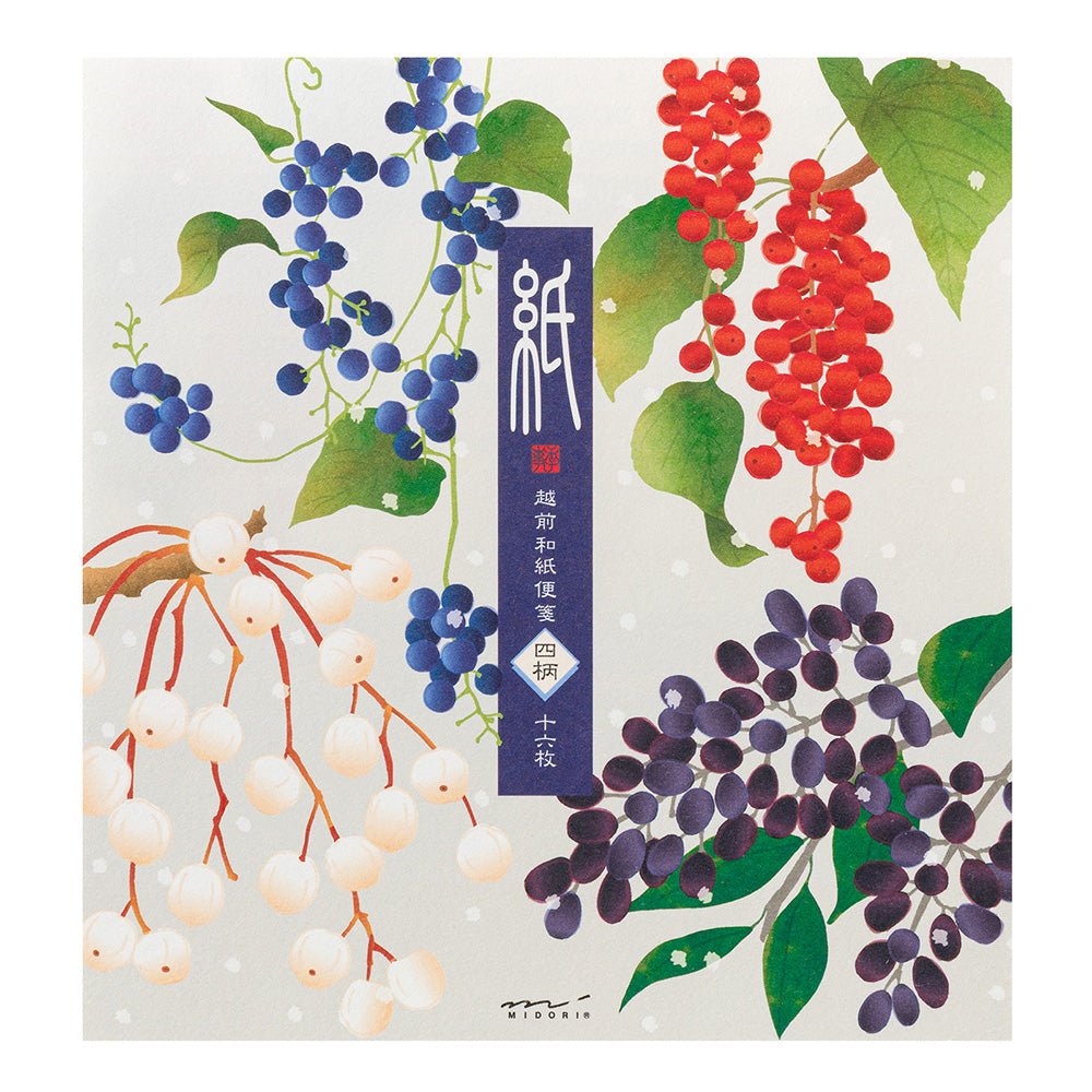 Papier à lettres MIDORI washi - 177 x 168 mm - Fruits d'Hiver - 4902805810005