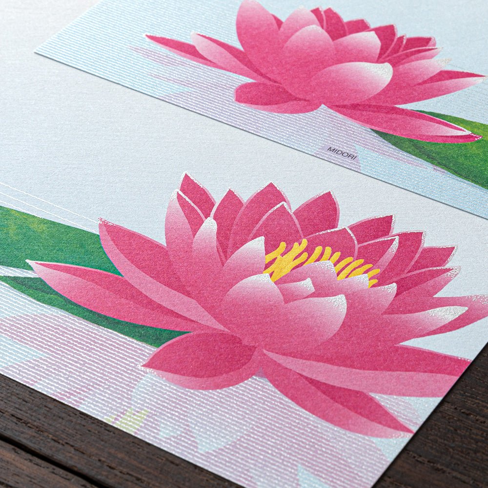 Papier à lettres MIDORI washi - 177 x 168 mm - Nénuphar - 4902805871754