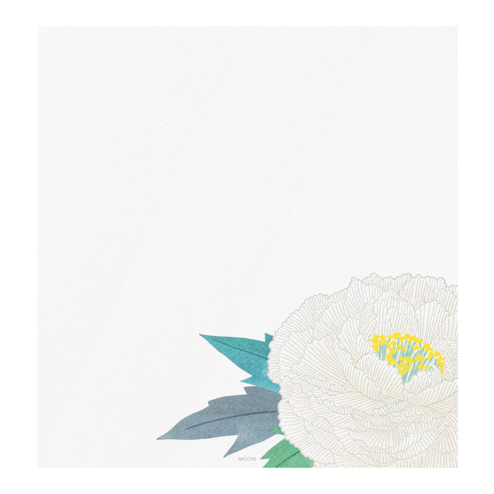 Papier à lettres MIDORI washi - 177 x 168 mm - Pivoines d'Hiver - 4902805810067