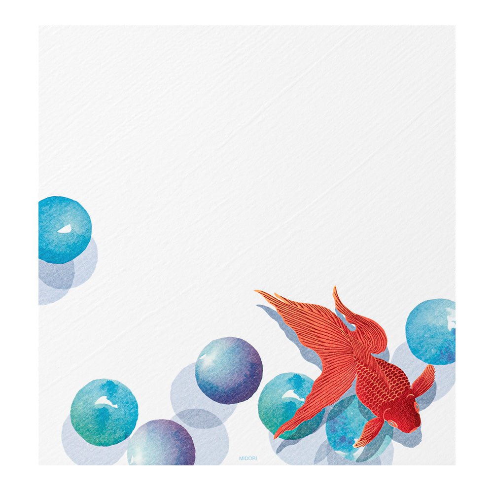 Papier à lettres MIDORI washi - 177 x 168 mm - Poisson Rouge - 4902805871716