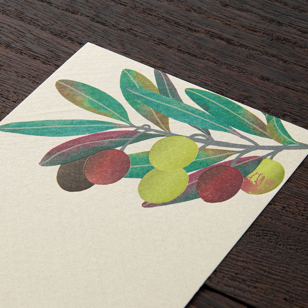 Papier à lettres MIDORI washi - 177 x 84 mm - Feuille d'Olivier - 4902805895927