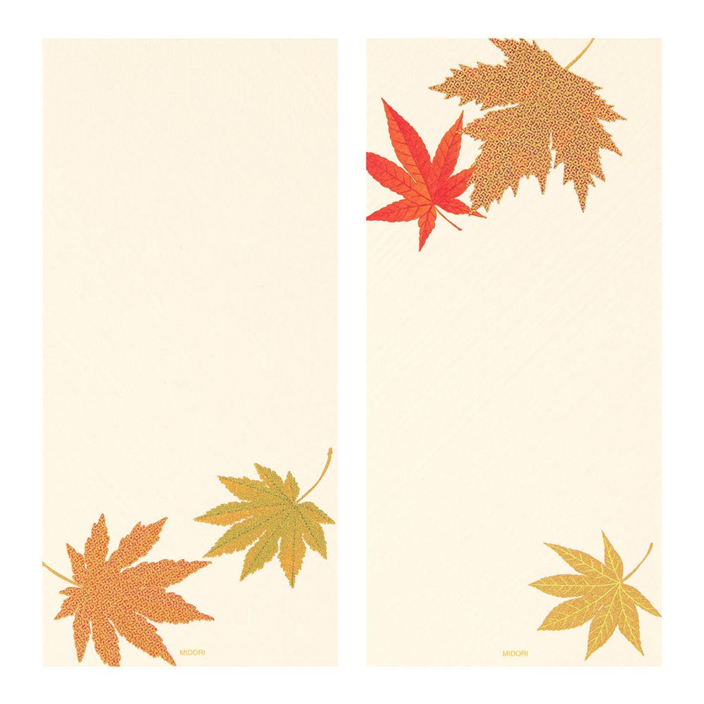 Papier à lettres MIDORI washi - 177 x 84 mm - Feuilles d'Automne - 4902805895934