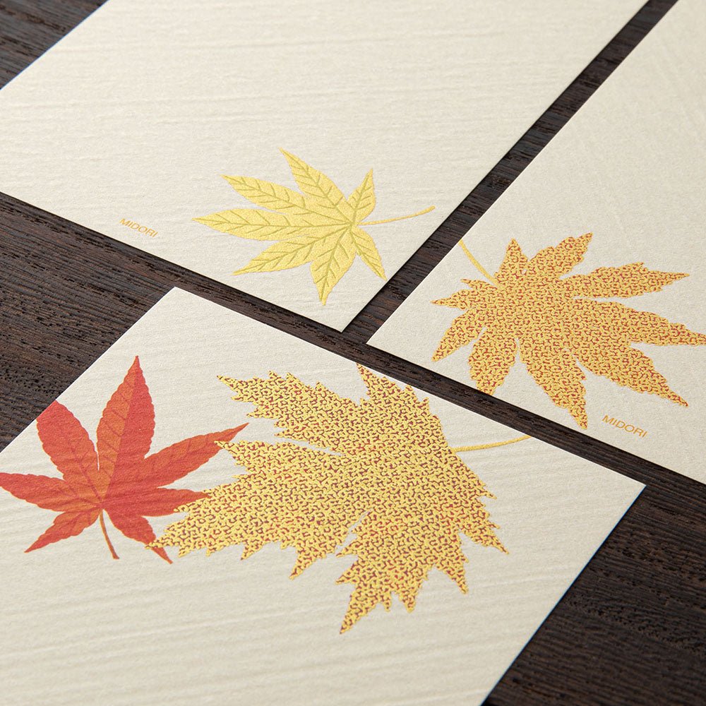 Papier à lettres MIDORI washi - 177 x 84 mm - Feuilles d'Automne - 4902805895934